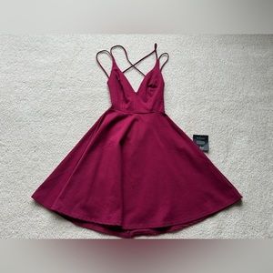 Lulus Believe in Love Magenta Backless Skater Dress